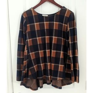 Peplum back women's Buffalo print shirt size large